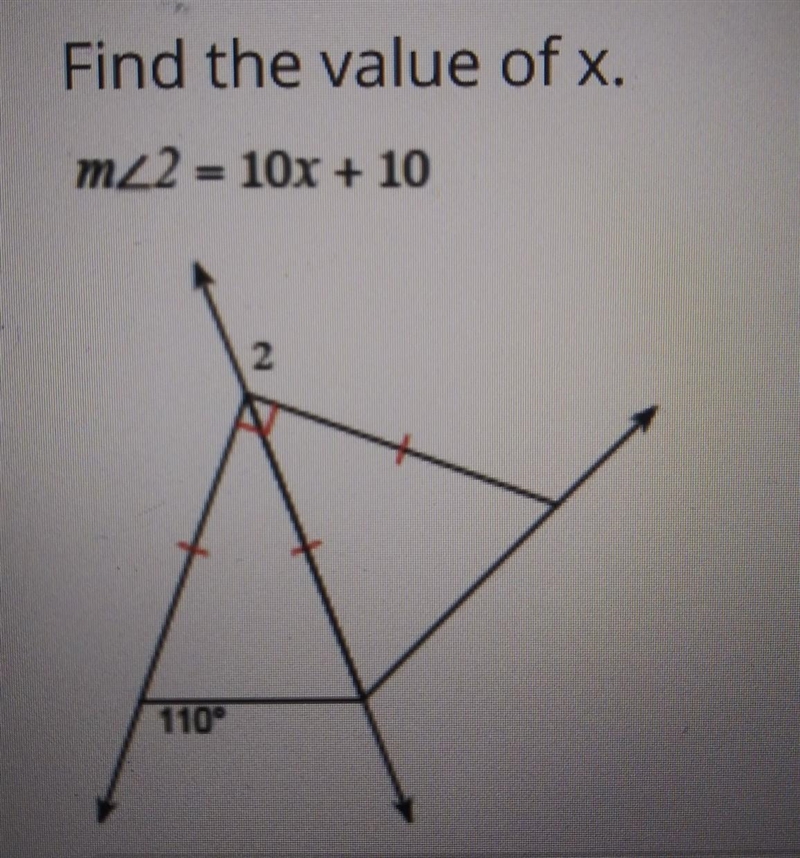 Find the value of x m<2= 10x + 10 ​-example-1