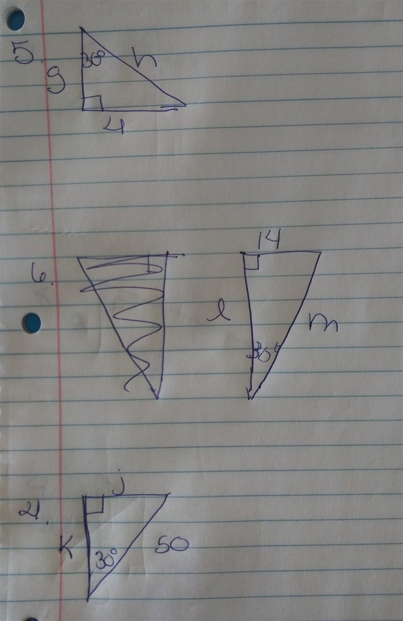 Part 2. Find the missing sides for each 30 60 90 triangles. Show work please.​-example-1