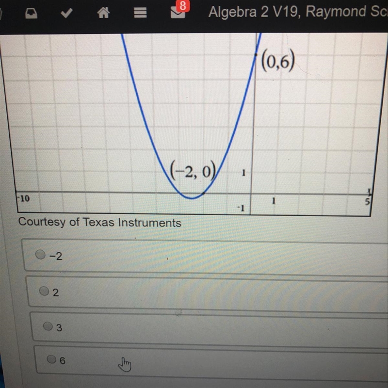 Calculate the average rate of change for the given graph from x = -2 to x=0 and select-example-1