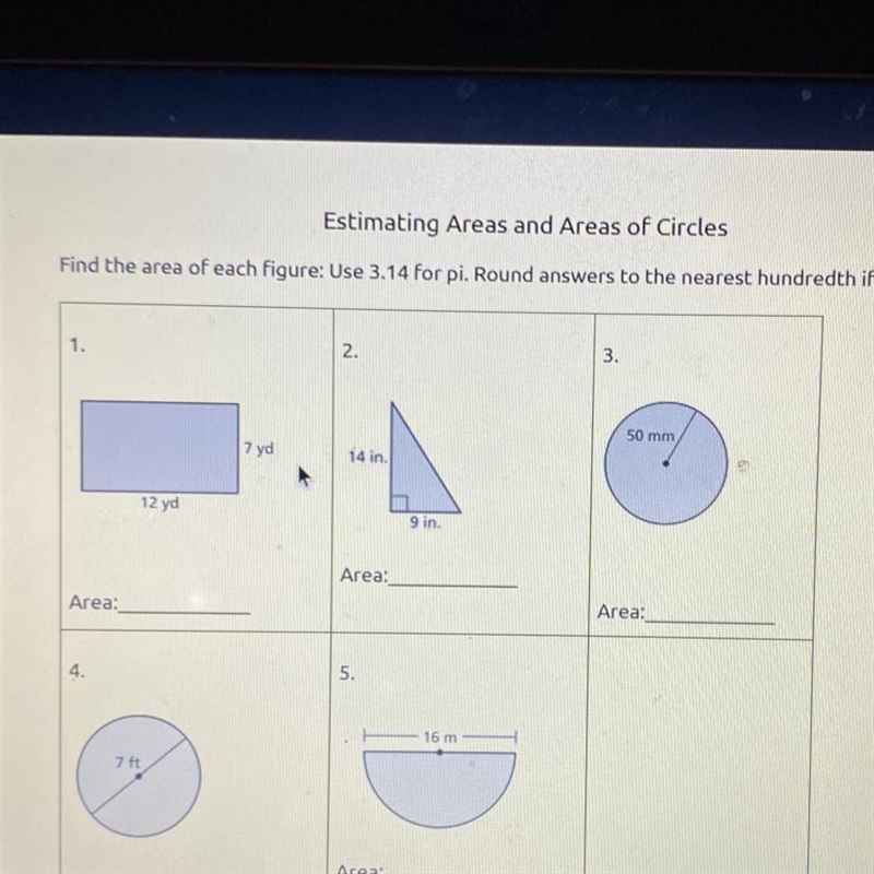 Estimating Areas and Areas of Circles Find the area of each figure: Use 3.14 for pi-example-1