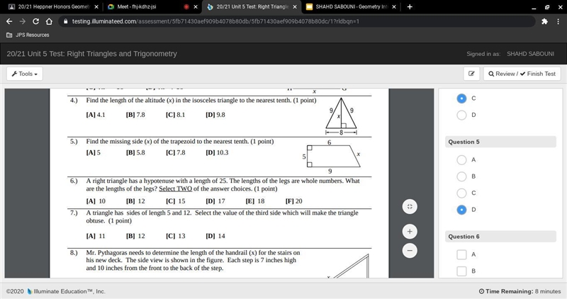 PLEASE HURRY THE TEST HAS 5 MINS LEFT I NEED HELP WITH QUESTION 5 ASAP-example-1