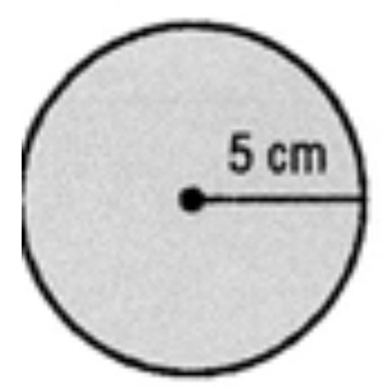 What is the area of the circle below? (Use 3.14 for Pi) A. 31.4 square cm B. 15.7 square-example-1