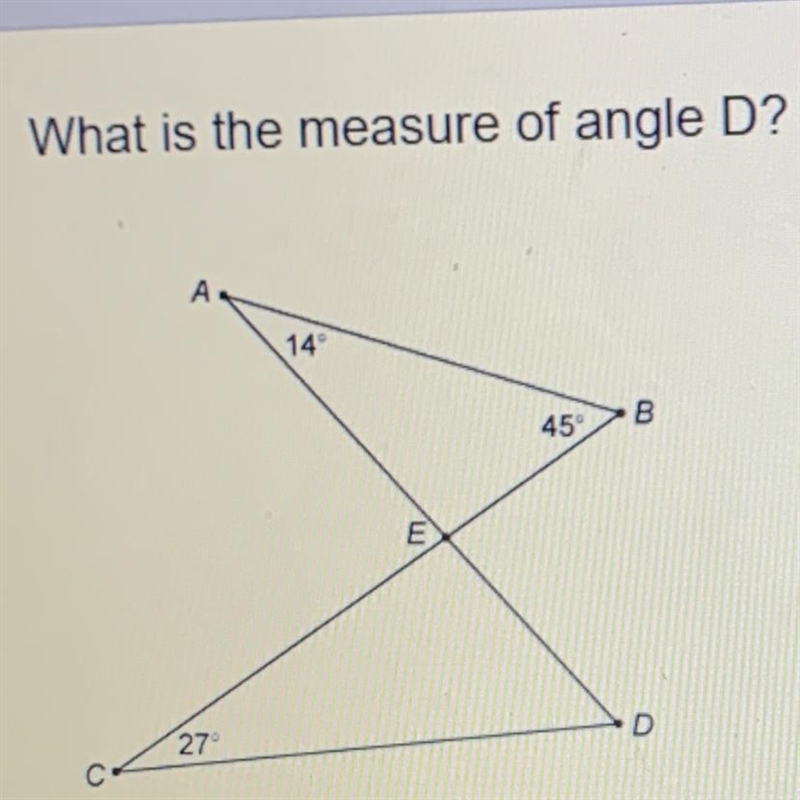 What is the measure of angle D? A.45 B.122 C.70 D.32-example-1