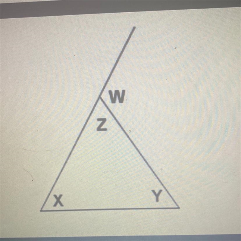 Choose the correct statement A. w=x+y B. w=x+z C. w=y+z D. w=x+y+z-example-1