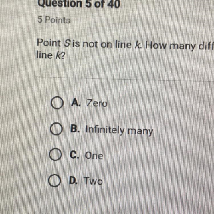 Point s is not on line k. How many different planes contain both point s and line-example-1