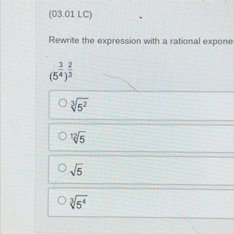 Rewrite the expression with a rational exponent as a radical expression. (answers-example-1