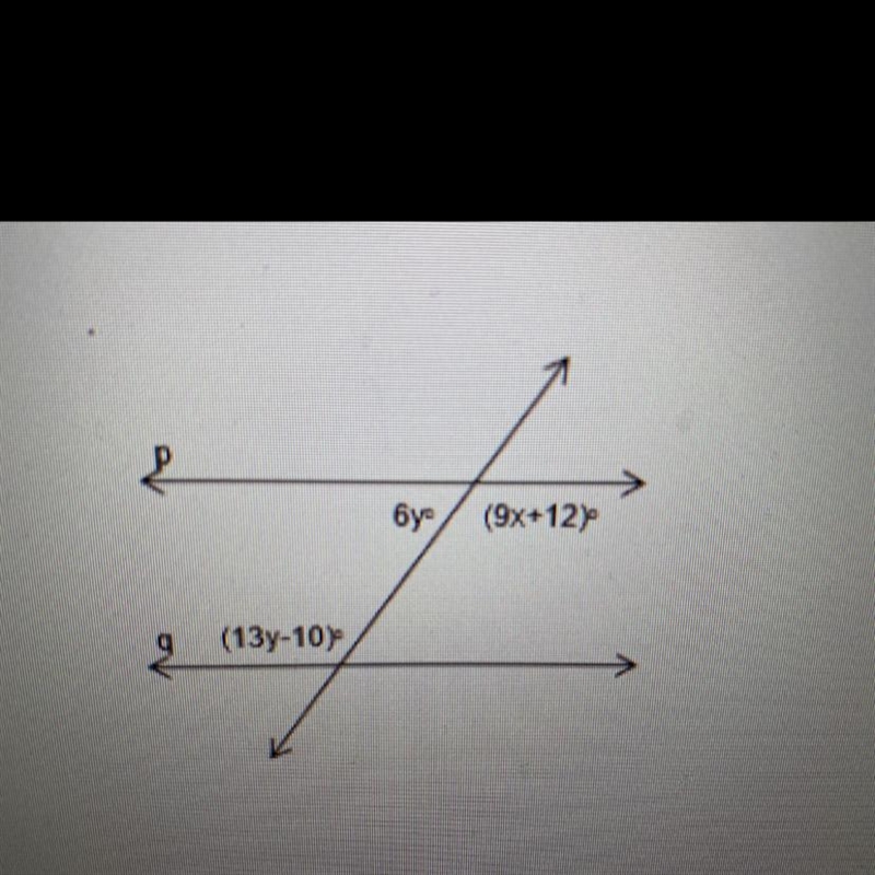 Find the value of x and y given that p//q. Type answers alphabetically, and separate-example-1