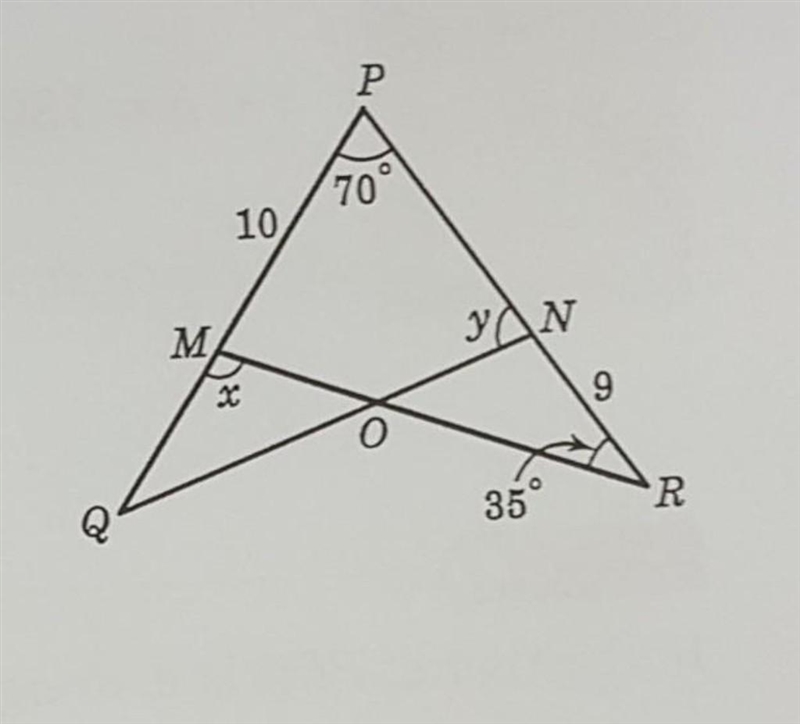 In the figure, PMQ, PNR, MOR and NOQ are straight lines. It is given that  △PQN ≅ △PRM-example-1