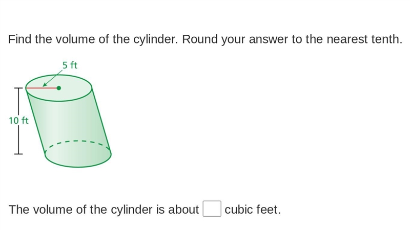 Find the volume of the cylinder. Round your answer to the nearest tenth.-example-1