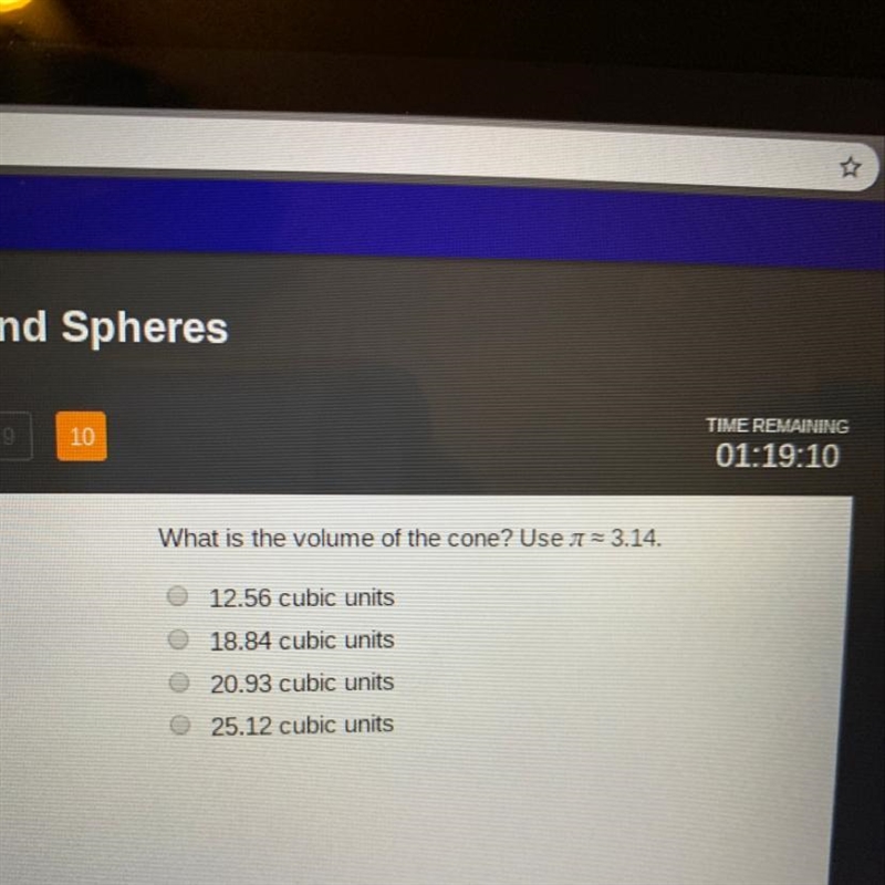 What is the volume of the cone use pi equals 3.14-example-1