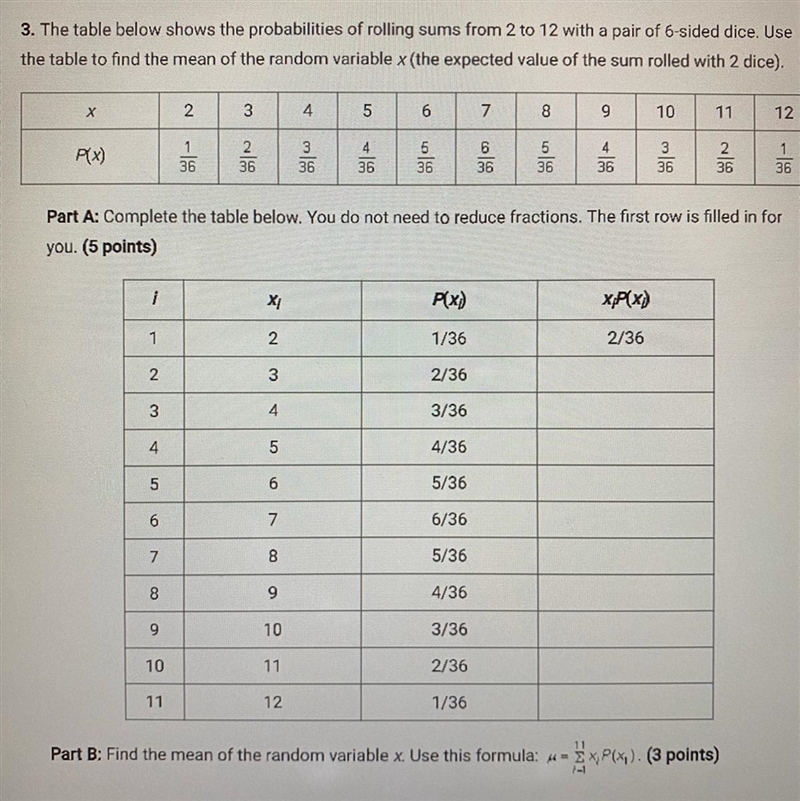 1) Complete the table 2) find the mean of the random variable x. Use the formula in-example-1