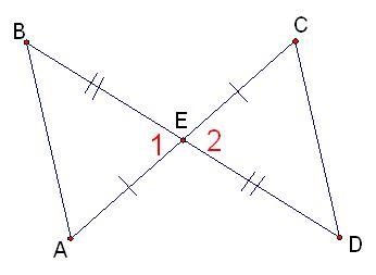 Which of the statements about the diagram is INCORRECT? A) 1=2 B) BE=ED C) BE=CE D-example-1