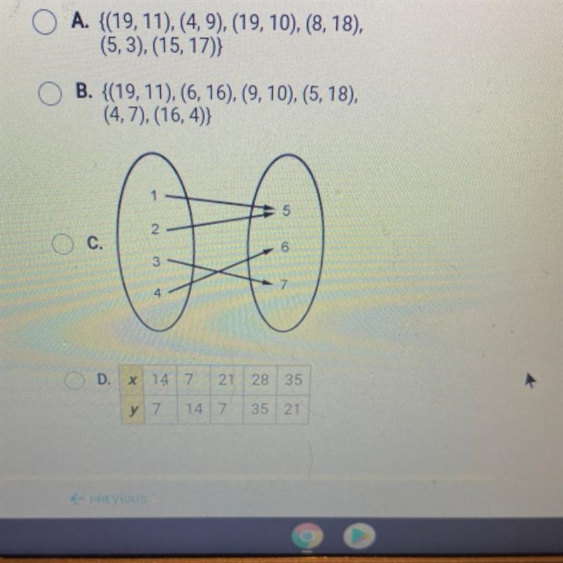 Question 5 of 5 Which relation is not a function?-example-1