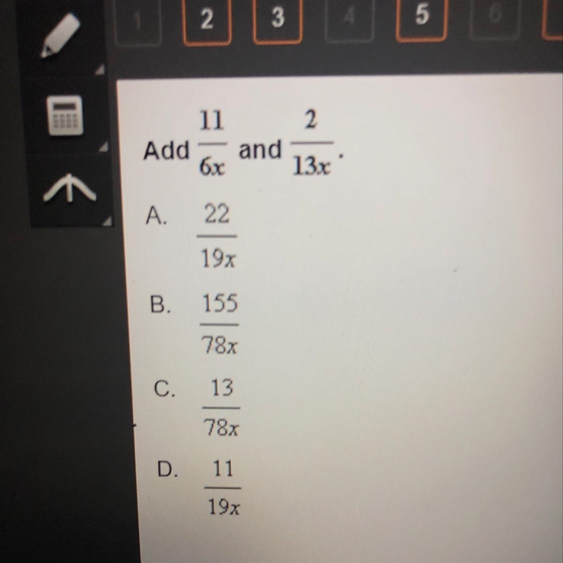 Add 11/6x and 2/13x Add 11/6x and 2/13x-example-1