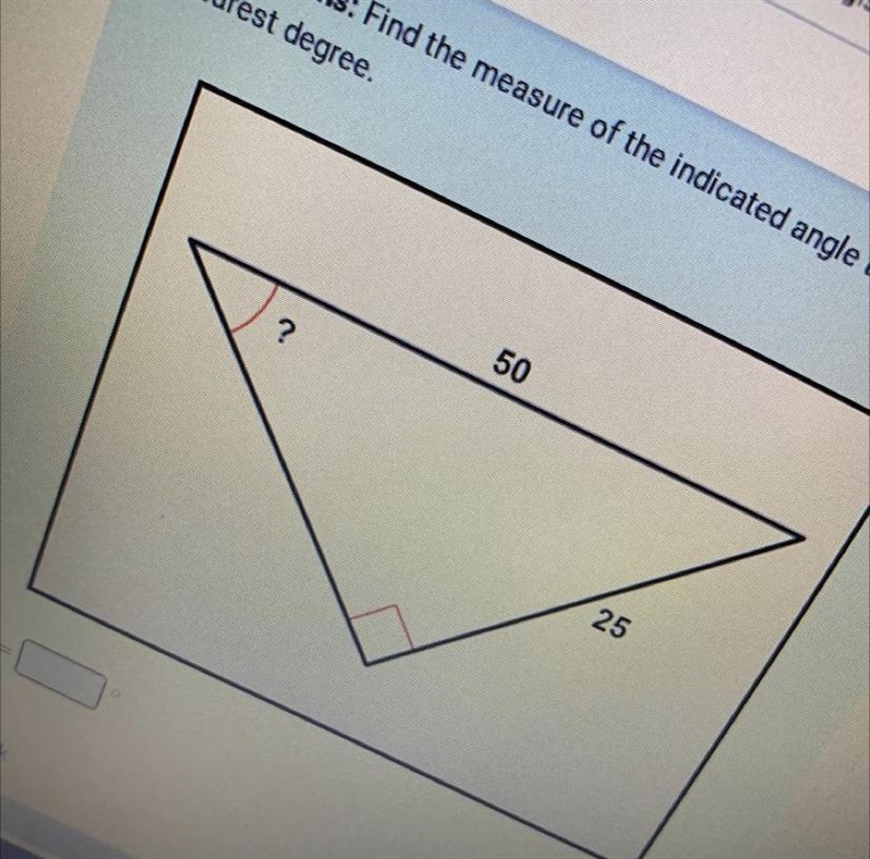 Instructions: Find the measure of the indicated angle to the nearest degree.-example-1