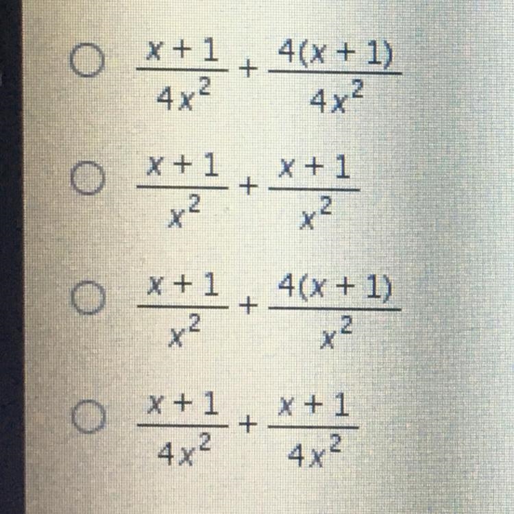 Which shows the rational expression written using the least common denominator? x-example-1