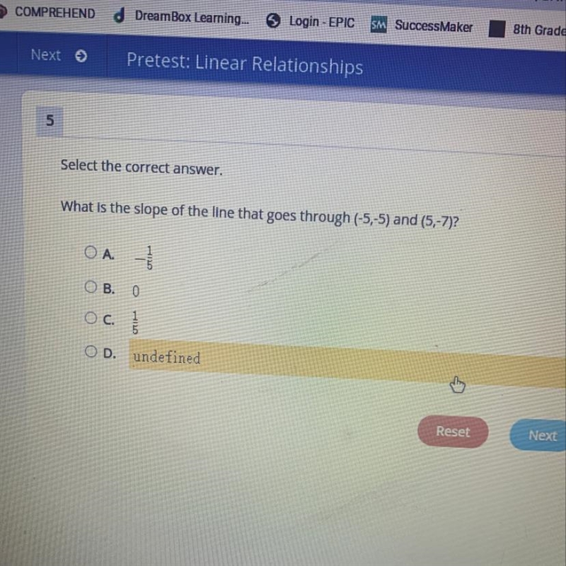 What is the slope of the line that goes through (-5,5) and (5,-7)-example-1