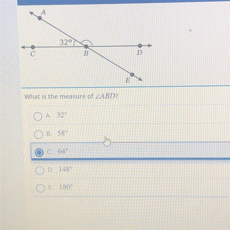 What is the measure of ZABD? A. 329 B. 589 C. 640 D. 1489 E. 180-example-1