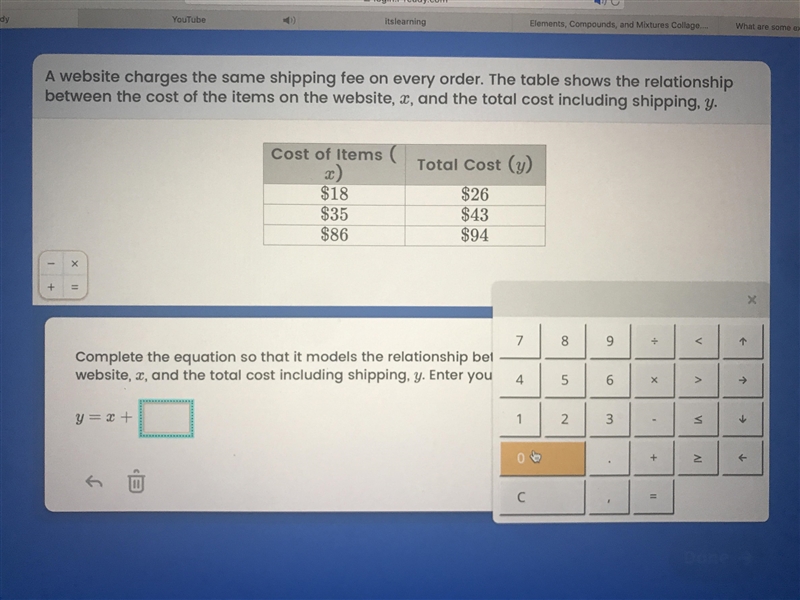 a website charges the same shipping fee on every order. the table shows the relationship-example-1