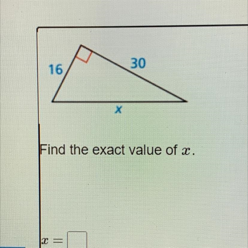 What is the value of x? Pythagorean theorem-example-1