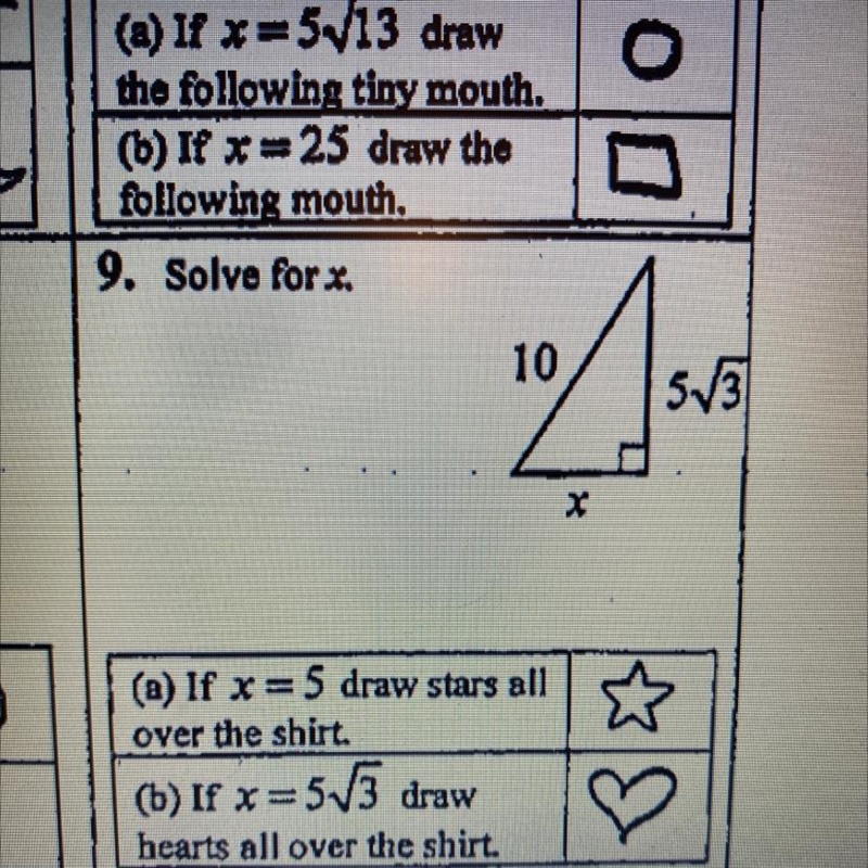 9. Solve for x. 10 X 5 (root) 3-example-1