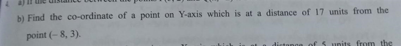 Find the co-ordinate of a pont on Y-axis which is at a distance of 17 units from the-example-1