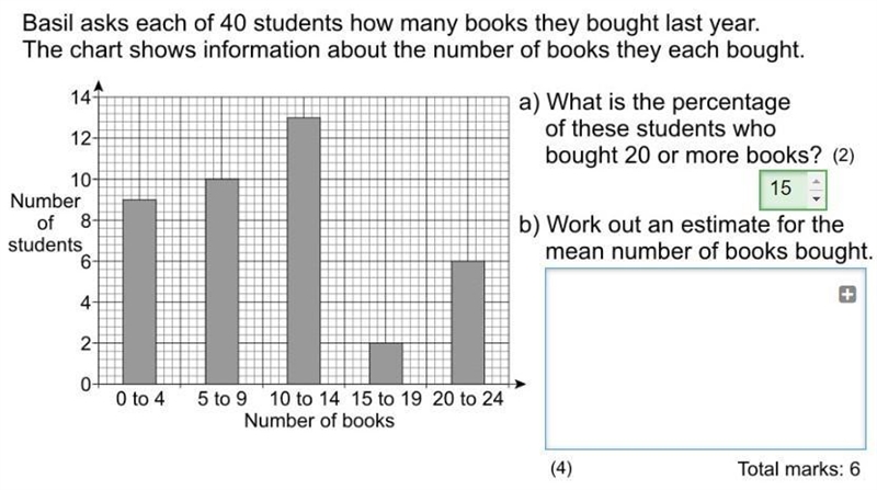 Basil asks each of 40 students how many books they bought last year. Can anyone answer-example-1