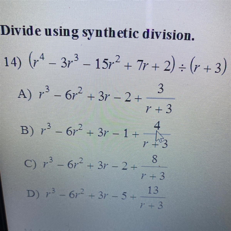 Divide using synthetic division.-example-1