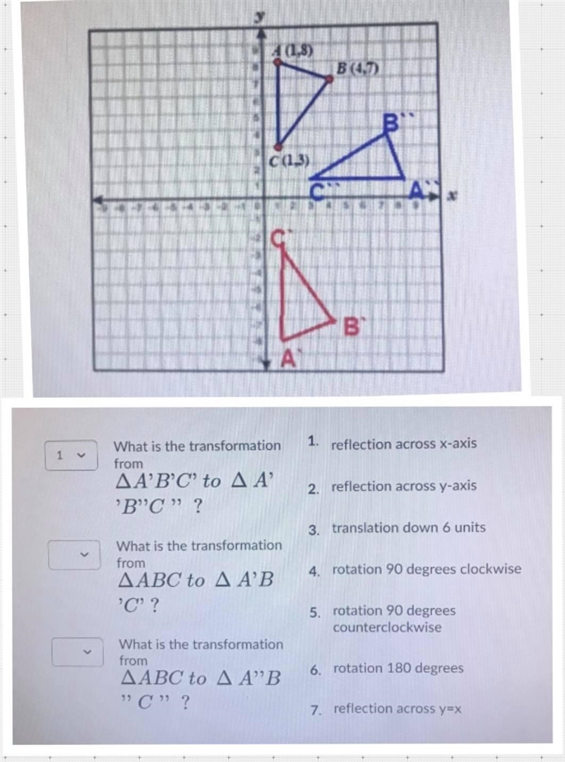 What is the transformation from ΔA'B'C' to ΔA''B''C'' ?-example-1