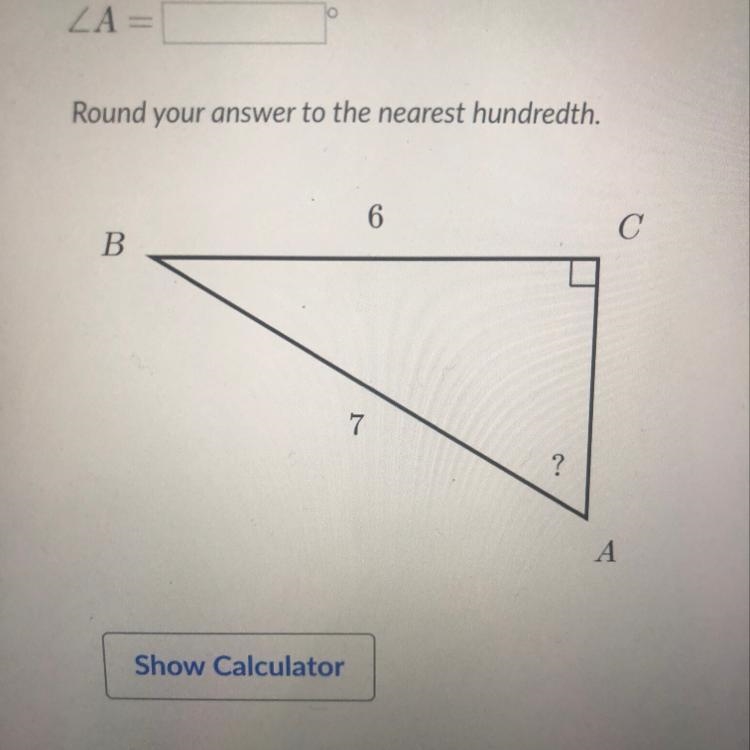 ZA Round your answer to the nearest hundredth. 6 С В 7 ? A-example-1