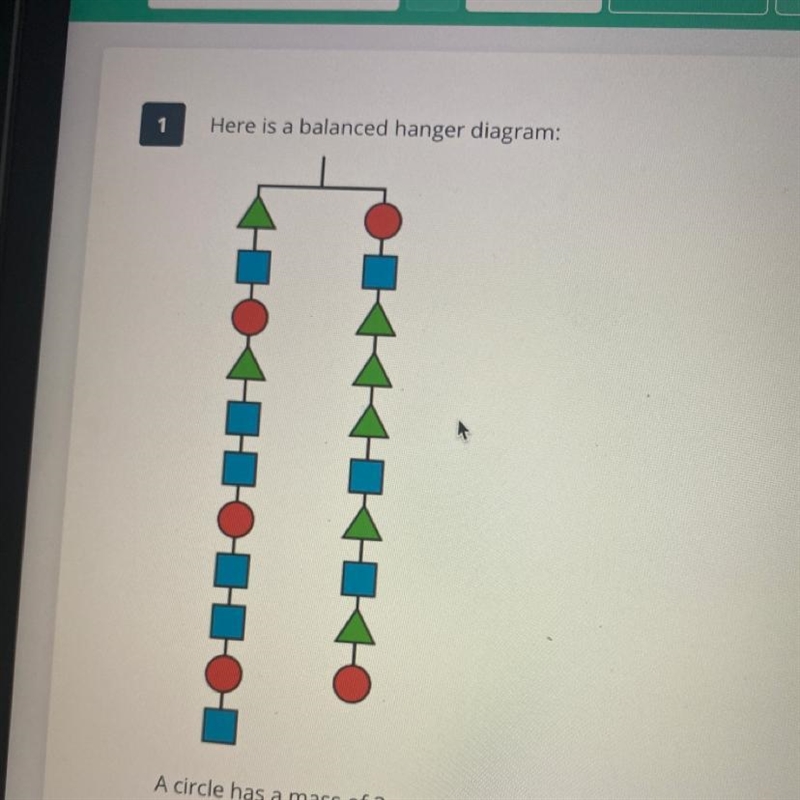 A circle has a mass of 3 grams and a square has a mass of 2 grams. which is the mass-example-1