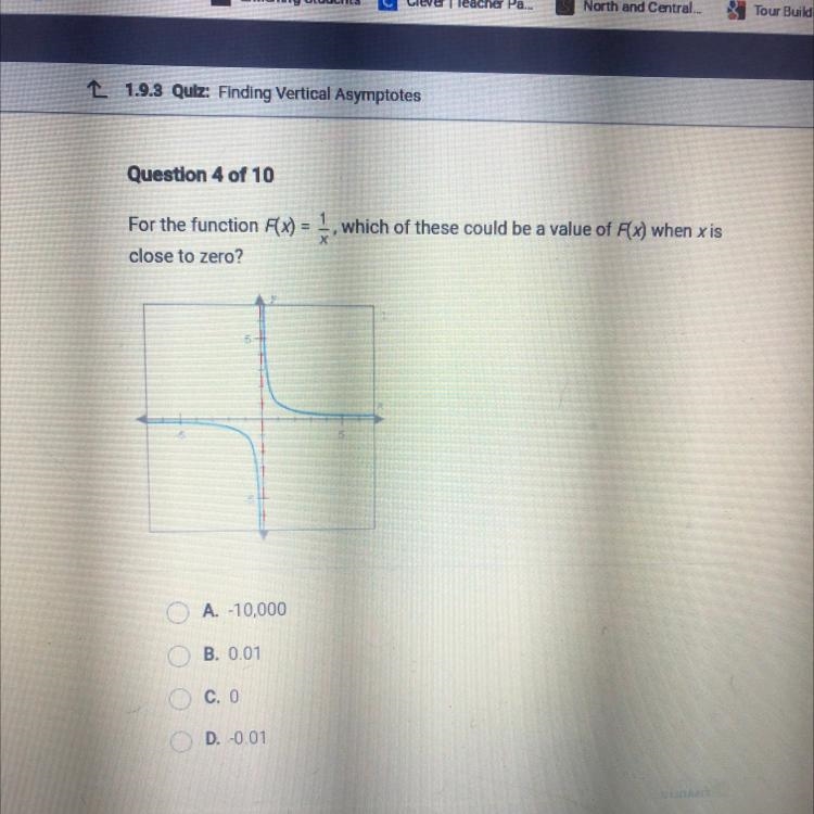 For the function F(x) = }, which of these could be a value of F(x) when xis close-example-1