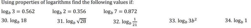 Using properties of logarithms find the following values if: Could I get help with-example-1