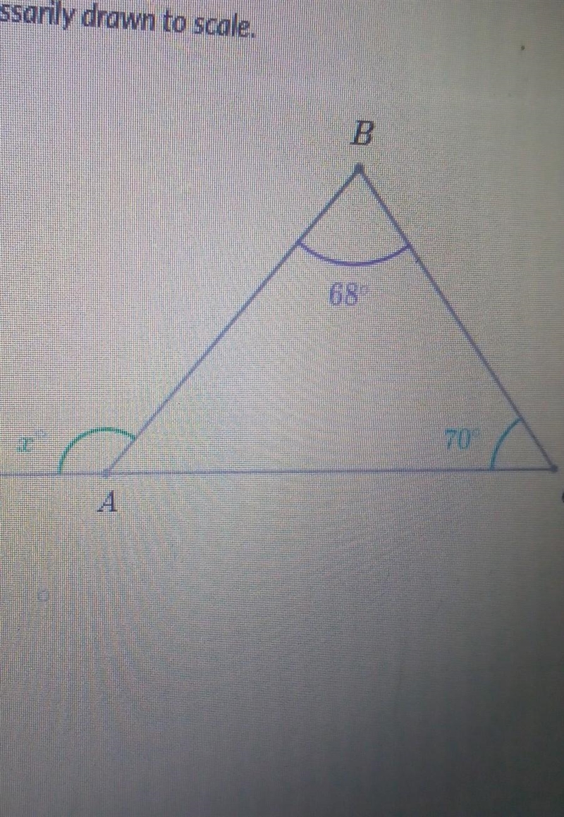 What is the measure of x? 68 degrees 70 degrees ​-example-1