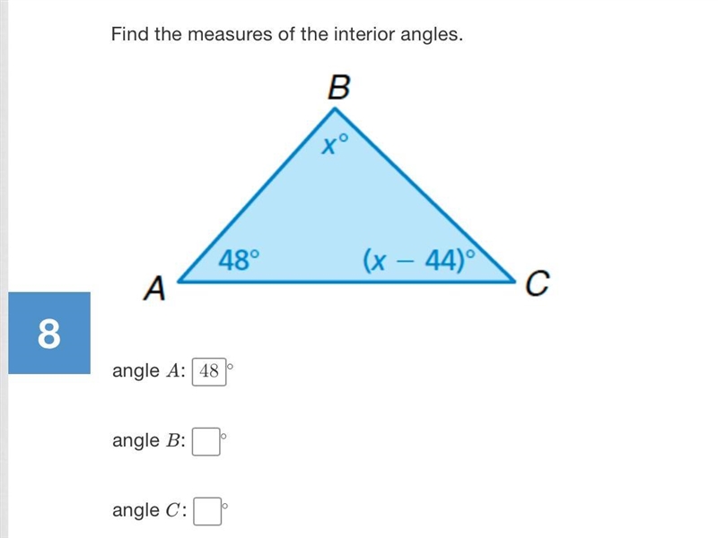 Find the measures of the interior angles.-example-1