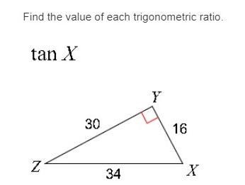 Find the value of each trigonometric ratio. A. 15/17 B. 15/8 C. 17/8 D. 8/17-example-1