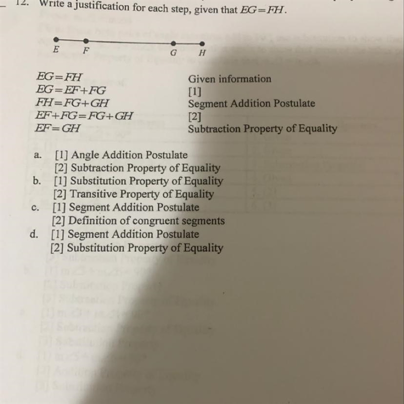 Write a justification for each step given that EG=FH-example-1