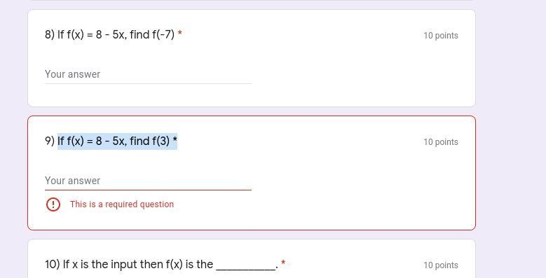 If f(x) = 8 - 5x, find f(3) *-example-1