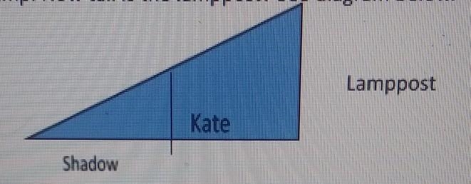 Kate stands 2 meters from a lamppost. She is 2.1 meters tall and casts a shadow 3 meters-example-1