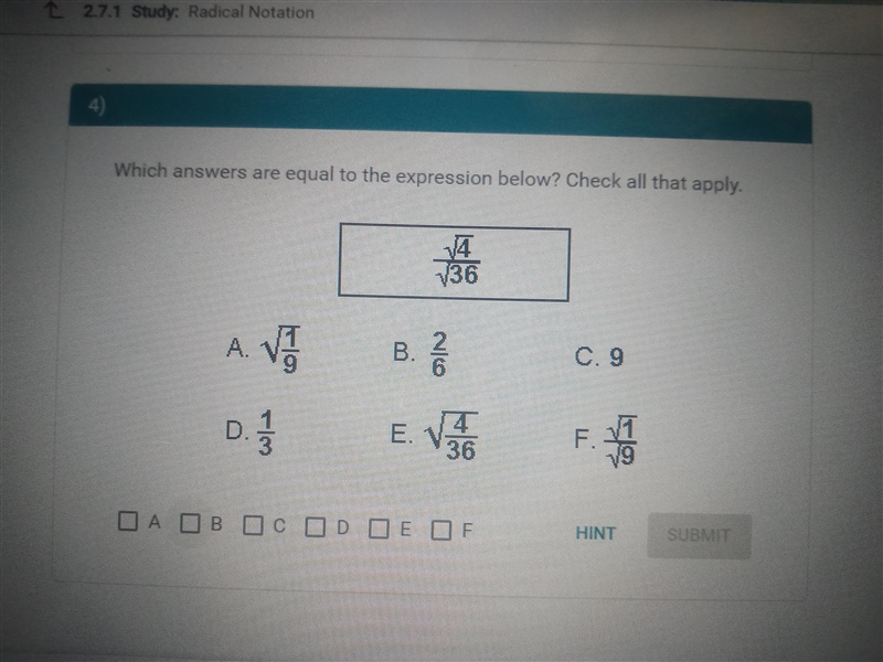 Which answers are equal to the expression below? Check all that apply-example-1