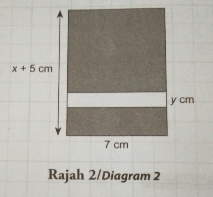 Diagram 2 shows a piece of rectangular card in grey colour The white region is a ribbon-example-1