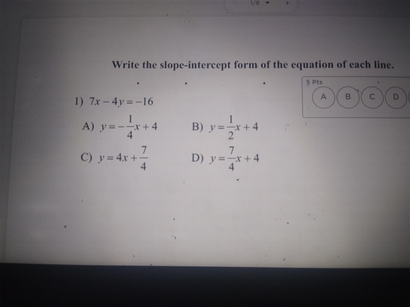 Slope intercept, show work I don't how to get it-example-1