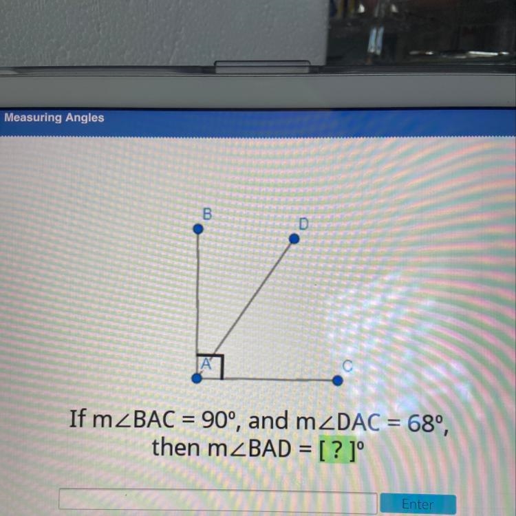 If m BAC = 90°, and m DAC = 689, then m BAD = [ ? ]°-example-1