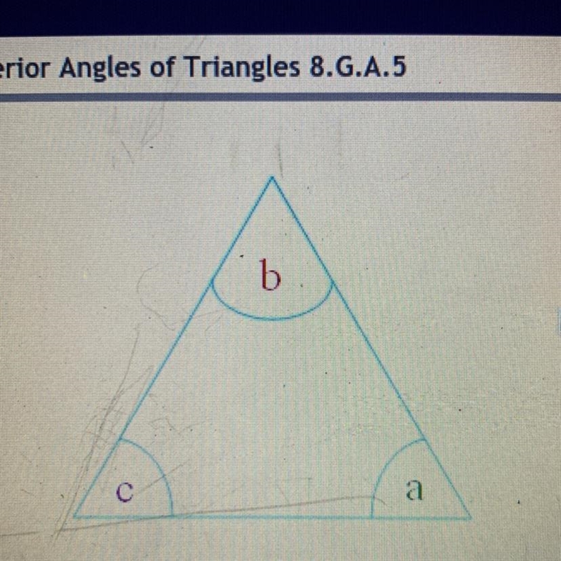 What is the angle of c in the above equilateral triangle?-example-1