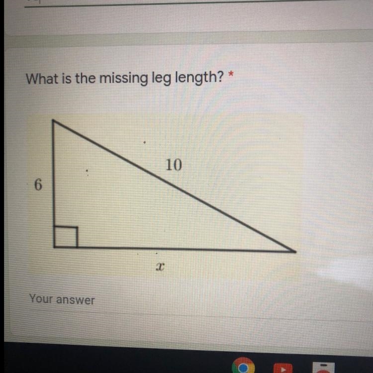 What is the missing leg length? 10 6-example-1