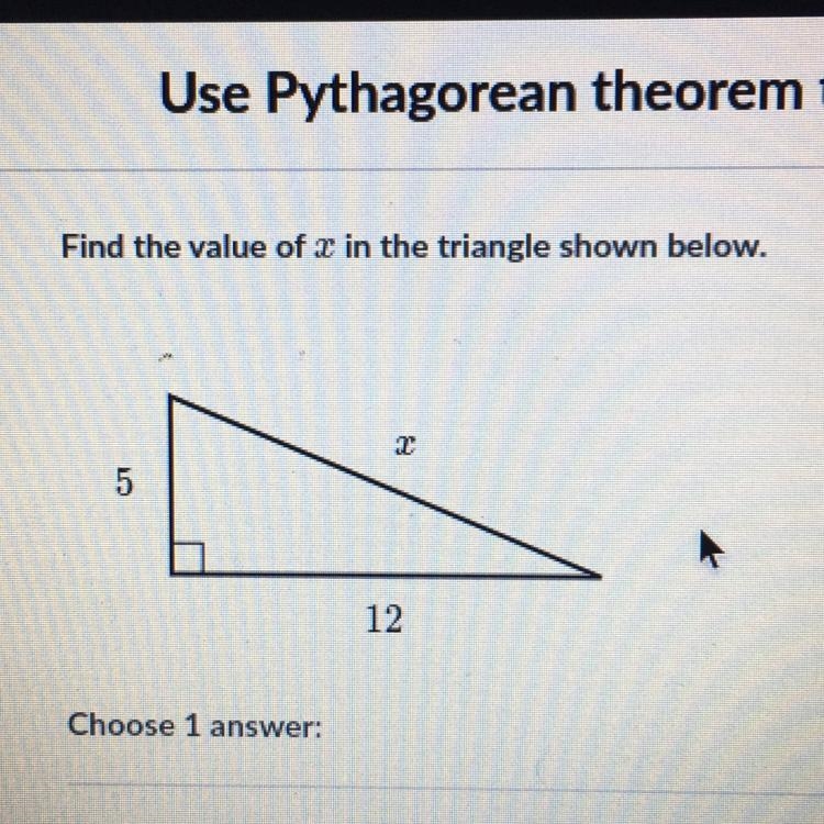 Find the value of x in the triangle shown below.-example-1