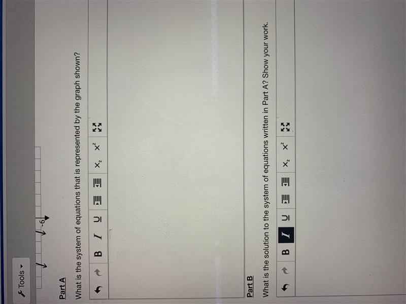 HELP ME ASAP!! Consider the graph of the system of equations. Part A: What is the-example-2