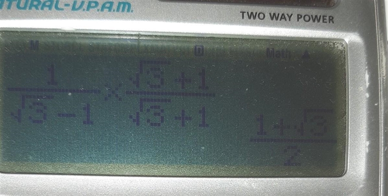 Why (1)/( √(3 ) - 1) * ( √(3) + 1)/( √(3) + 1) = (1 + √(3) )/(2) why not 1+✓3 ? ​-example-1