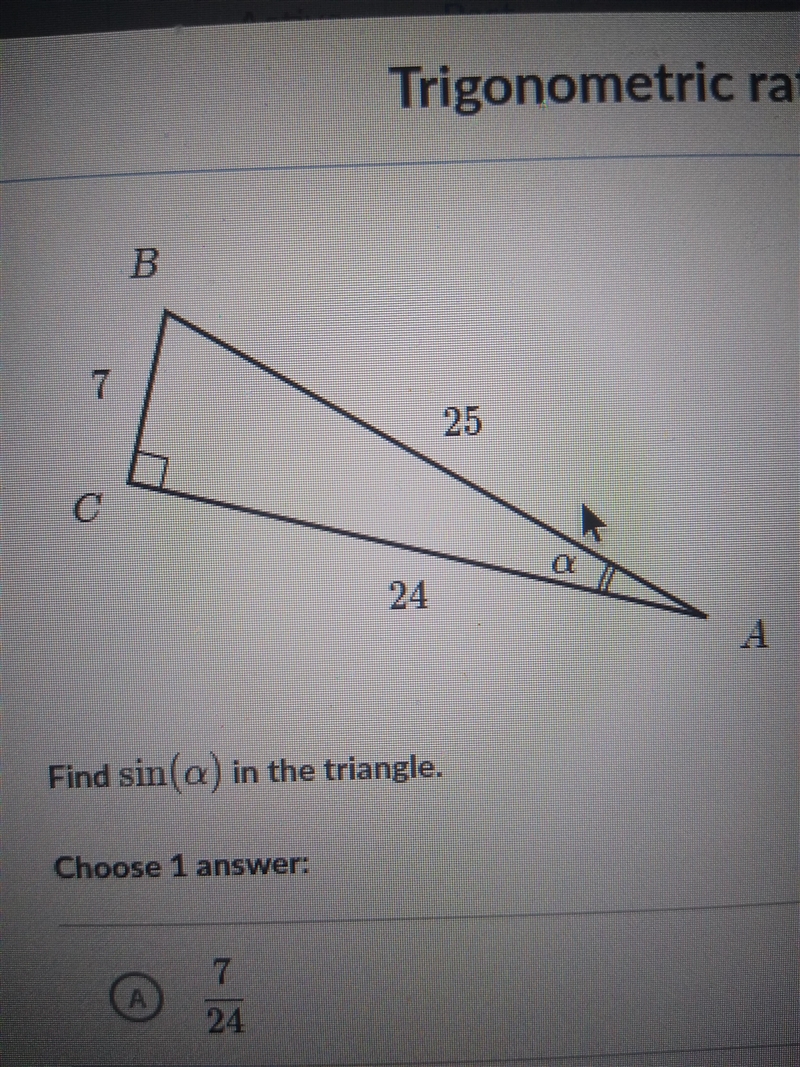 Find sin(a) in the triangle. Any help will be appreciated thank you-example-2