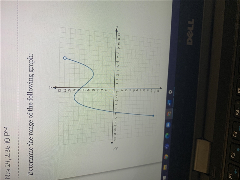 Determine the range of the following graph-example-1